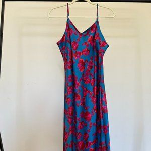 PINK & BLUE FLORAL MAXI DRESS (MEDIUM)
